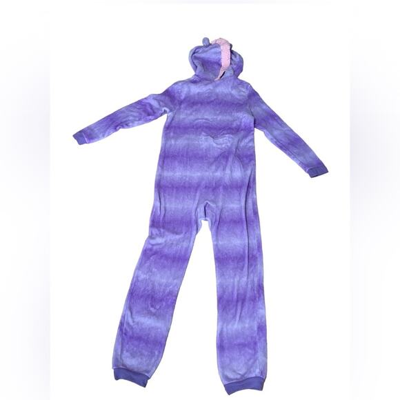 Extremely Me Girls One Piece Unicorn Hooded Pajamas Fuzzy Purple Size 14/16 - Picture 2 of 4